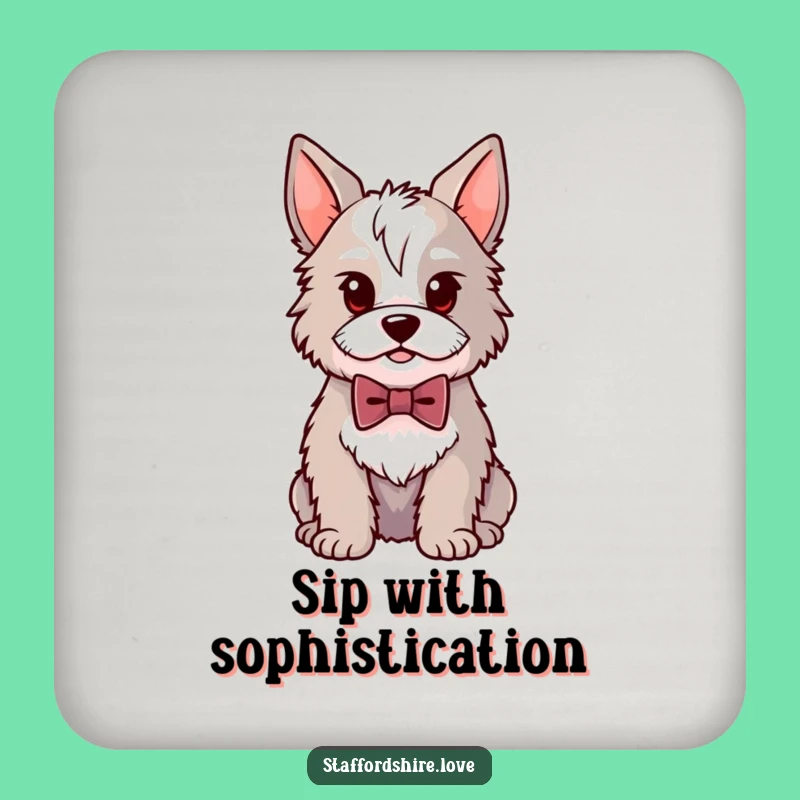 Dapper Funny Staffordshire Drink Coaster - Protect Surfaces Dog Style