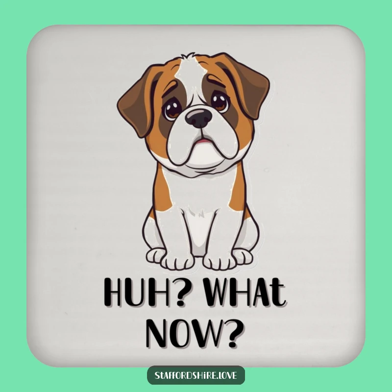 Funny Kawaii Saint Bernard Coaster - Confused Dog Protector, Great Housewarming Gift