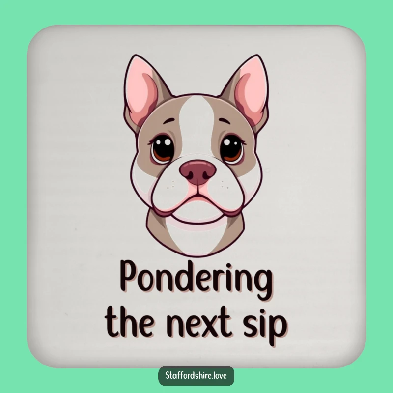 Funny Kawaii Staffy Drink Coaster - Protect Surfaces with Curious Charm