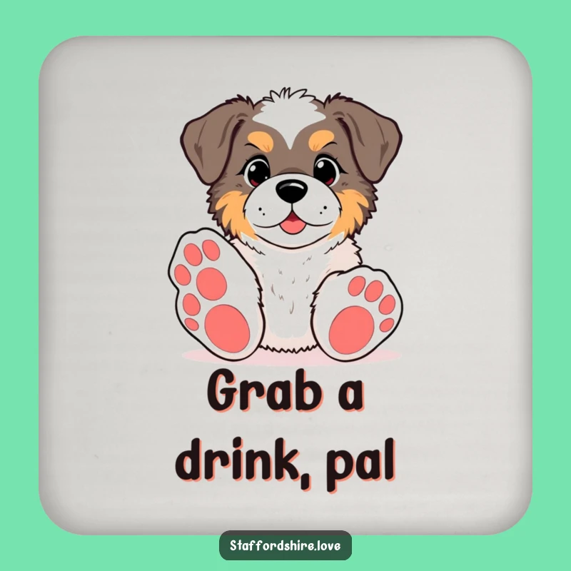 Funny Kawaii Staffy Paws Coasters: Hilarious Protection for Playful Tables