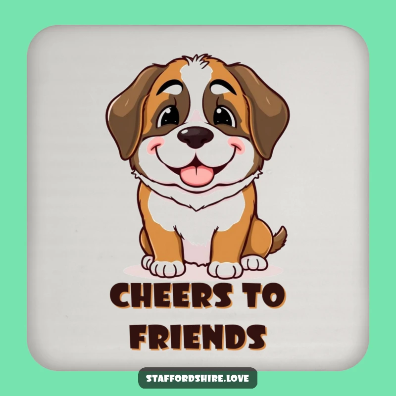 Funny Saint Bernard Nudge Coaster: Protect Surfaces with Sweetness!