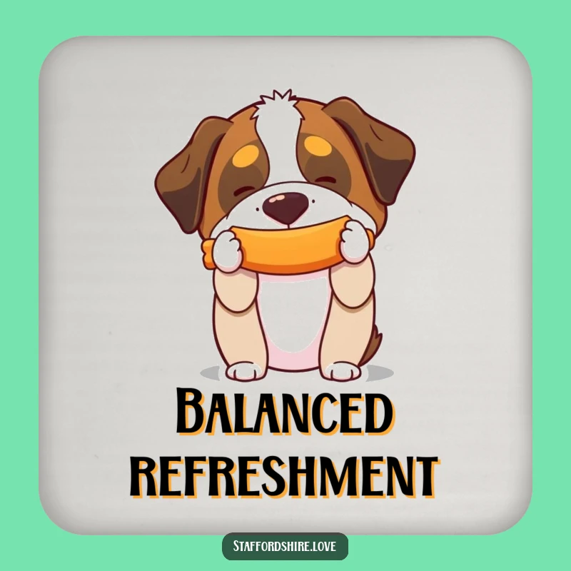 Funny Saint Bernard Toy Balancing Drink Coaster: Protect Surfaces with This Hilarious Dog Accessory