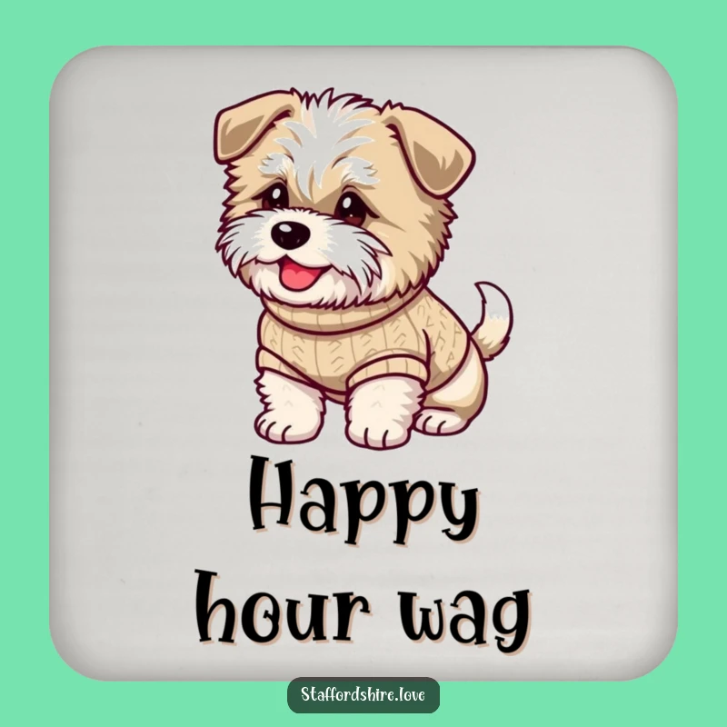Funny Staffy Coaster: Cozy Sweater, Happy Tail, Protect Surfaces with Funny Dog Charm