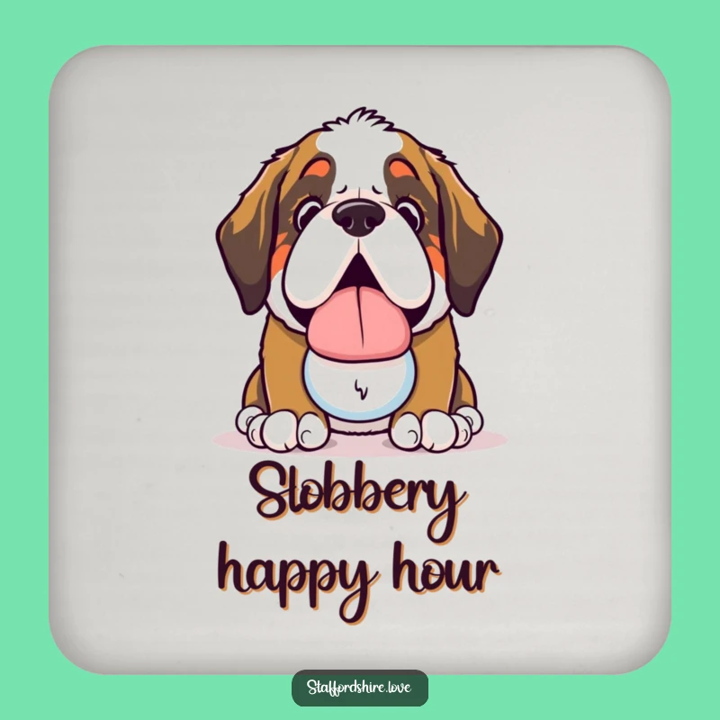 Funny Saint Bernard Slobbery Toy Coaster: Protect Surfaces with Doggy Love!