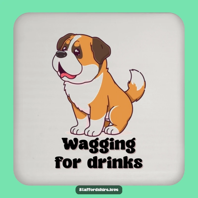 Funny Saint Bernard Wiggle Drink Coaster: Protect Surfaces with This Hilarious Dog Accessory