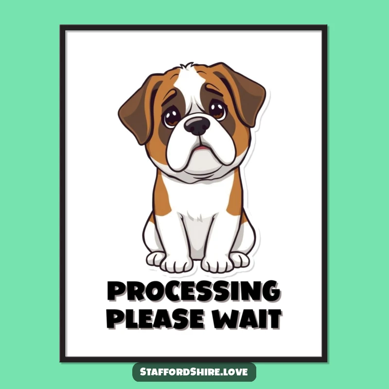 Funny Kawaii Saint Bernard Poster - Confused Canine Art, Unique Gift for Wall Decor