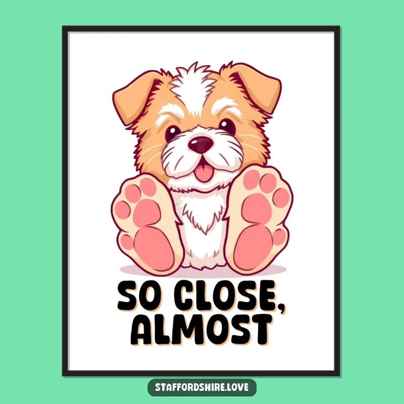 Funny Kawaii Staffordshire Art Print - Big Paws Decor Gift