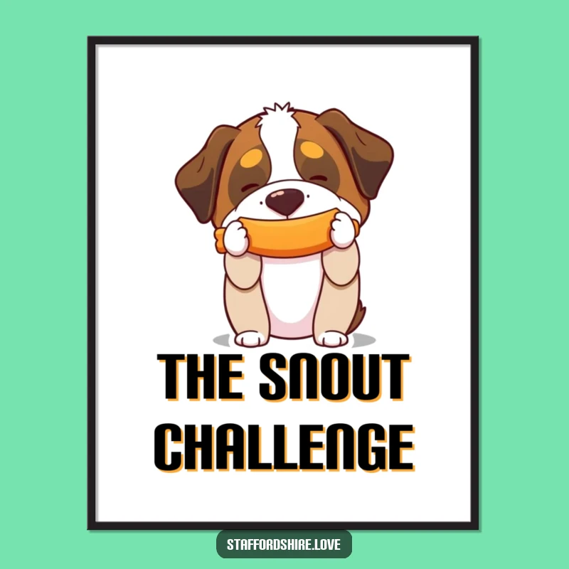 Funny Saint Bernard Toy Balancing Poster: Hilarious Dog Art for Animal Lovers' Walls