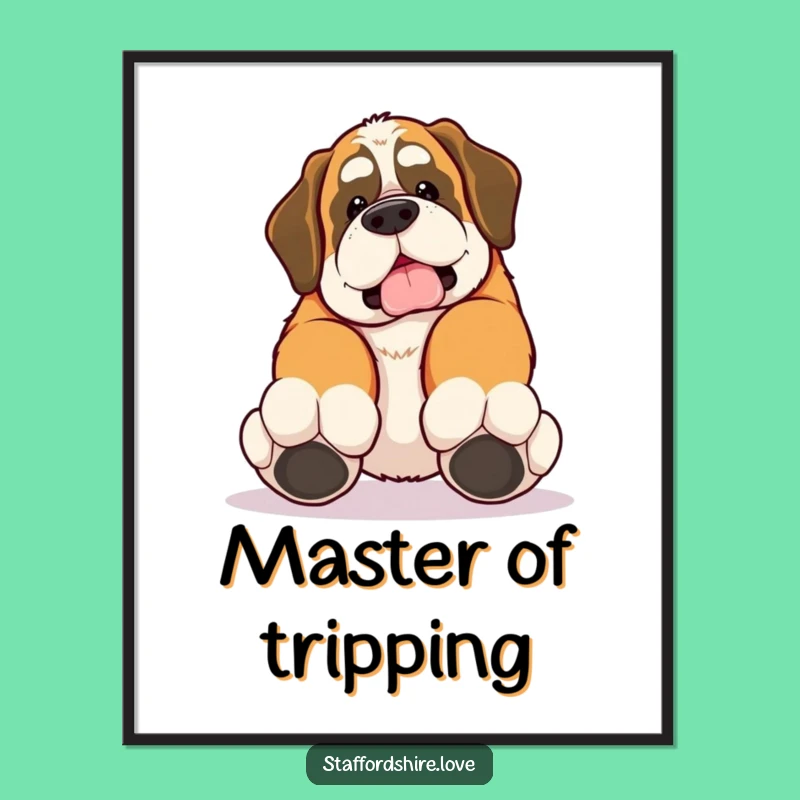 Funny Saint Bernard Trip Poster: Kawaii Clumsy Art