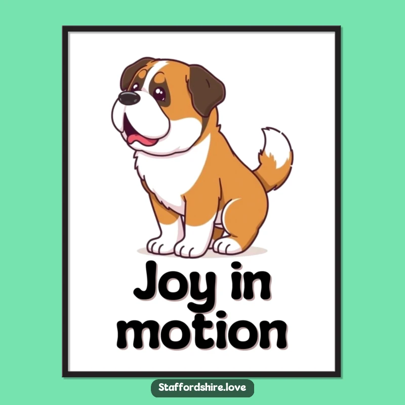 Funny Saint Bernard Wiggle Poster: Hilarious Dog Art for Animal Lovers' Walls