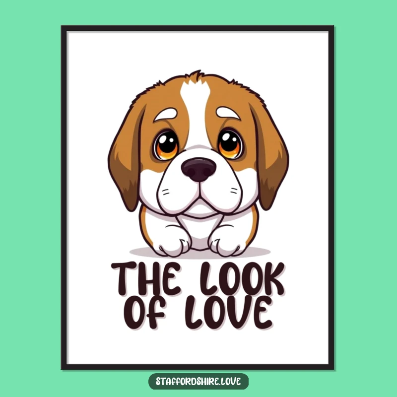 Funny Soulful Eyes Poster - Heartwarming Saint Bernard Art Print Gift