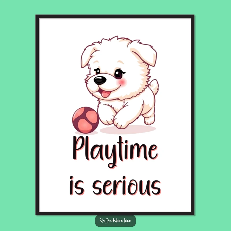 Funny Staffy Puppy Poster, Cute Dog Art, Adorable Playful Decor Gift