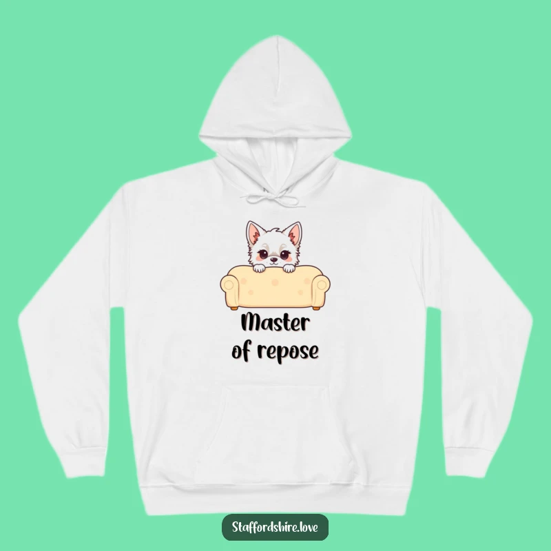 Cozy Funny Kawaii Staffordshire Hoodie: Peeking Pup Comfort