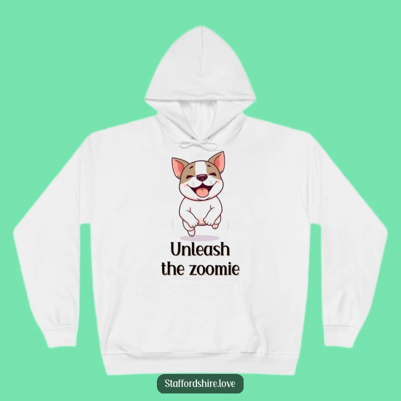 Funny Kawaii Staffie Zoomie Hoodie - Cozy & Crazy Dog Sweatshirt, Great Funny Gift!