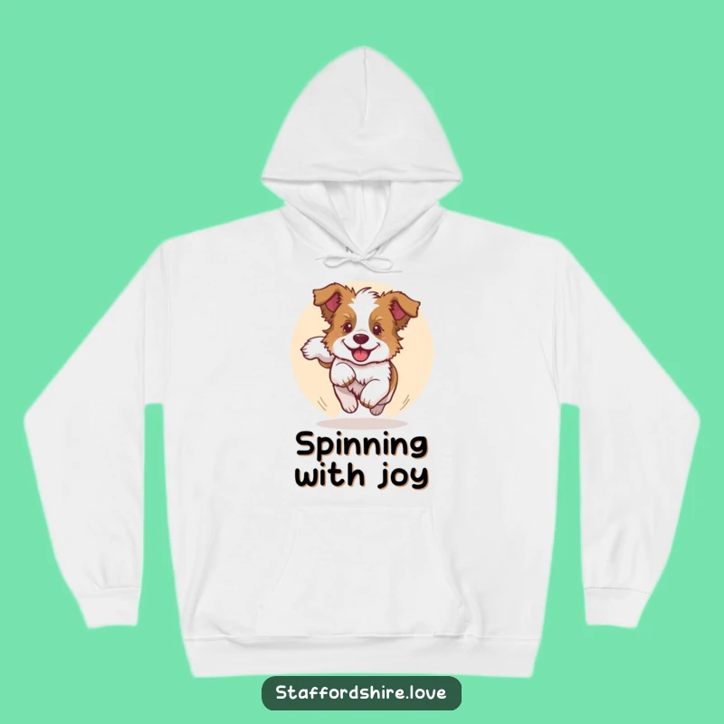 Funny Staffy Pup Tail Chase Hoodie: Cozy Dog Gift for Staffy Fans