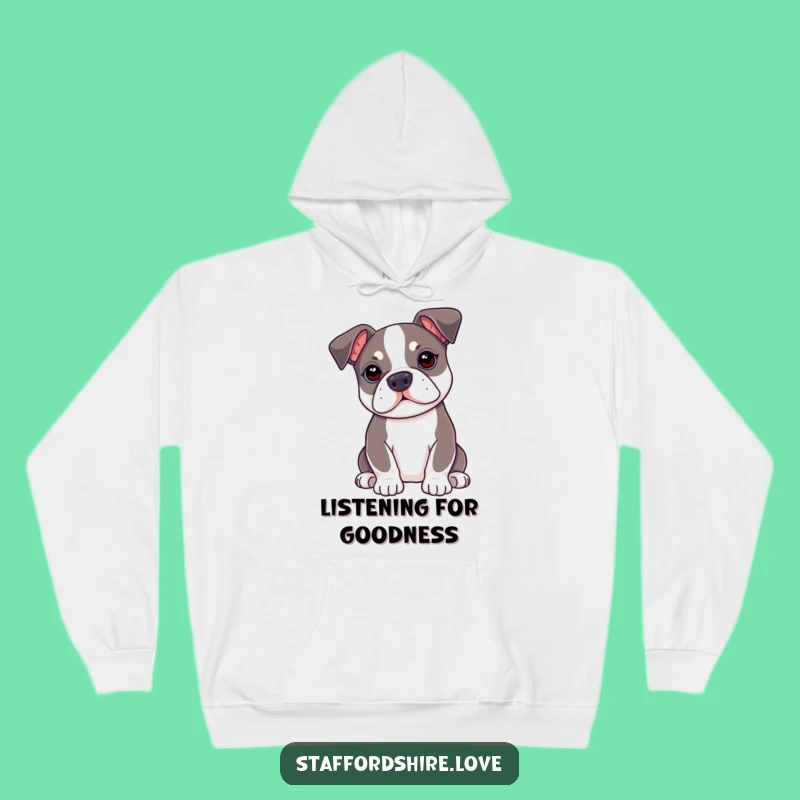 Cozy Funny Kawaii Staffy Hoodie - Warmth for Attentive Canine Admirers