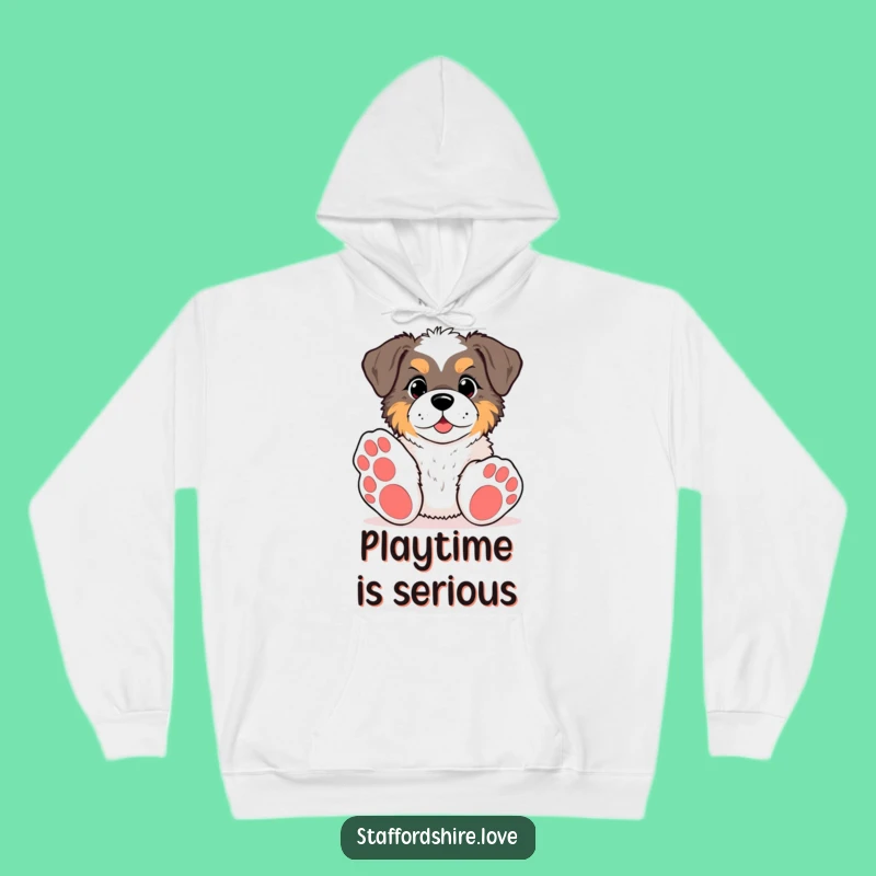 Funny Kawaii Staffy Paws Hoodie: Cozy and Comical Playful Dog Apparel