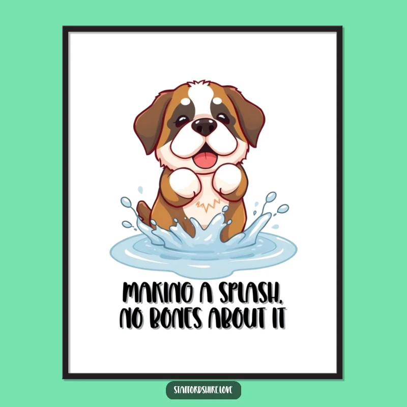 Adorable Free Printable Wall Art: Splashing Saint Bernard Decor