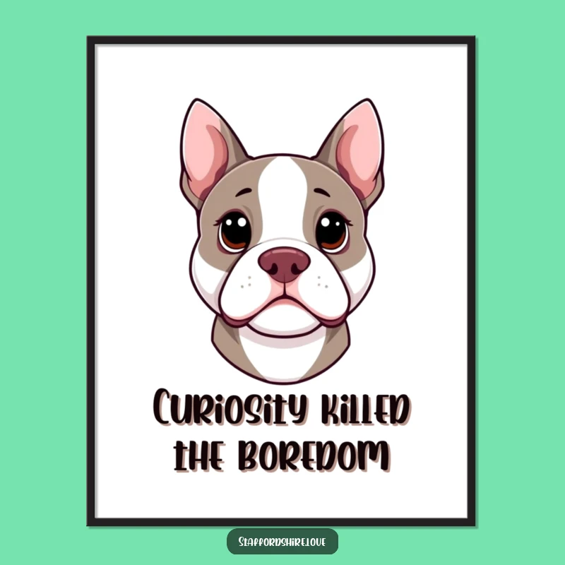 Free Printable Wall Art: Curious Staffy - Downloadable & Dog Lover Decor