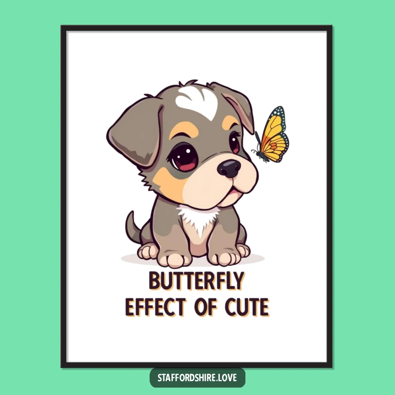 Cute Free Printable Wall Art: Curious Pup & Butterfly, Whimsical Downloadable Decor