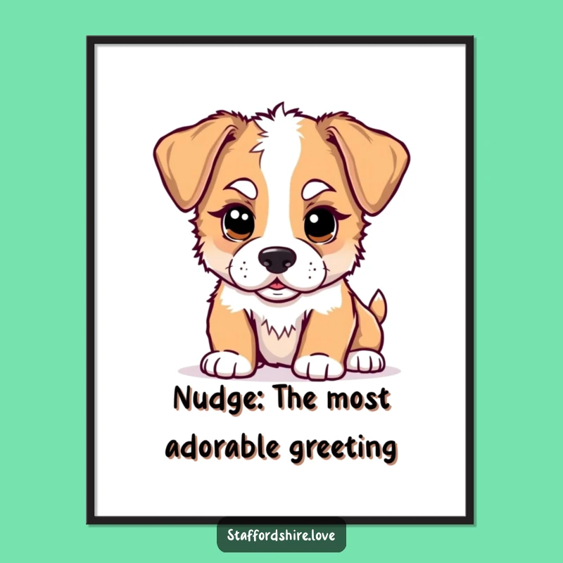 Funny Free Printable Staffy Puppy Wall Art: Nudging Dog Downloadable Decor