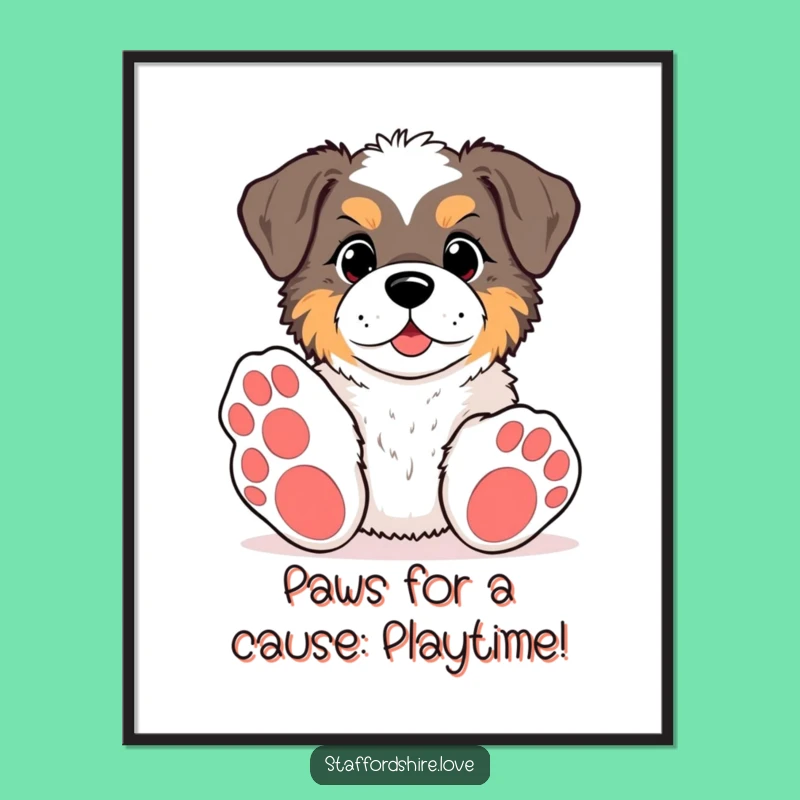 Funny Free Printable Staffy Wall Art: Big Paws Toy Reach Decor