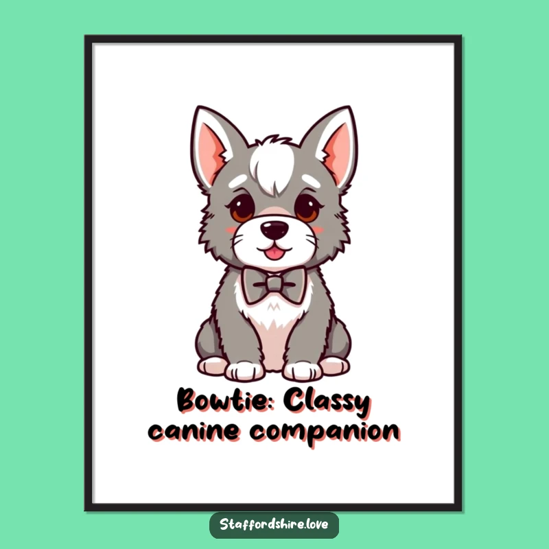 Funny Free Printable Staffy Wall Art: Dapper Bowtie Downloadable Decor