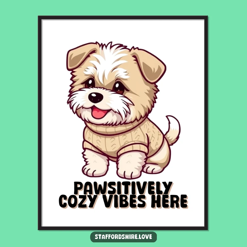 Free Printable Staffy Wall Art: Cozy Sweater Downloadable Decor Gift