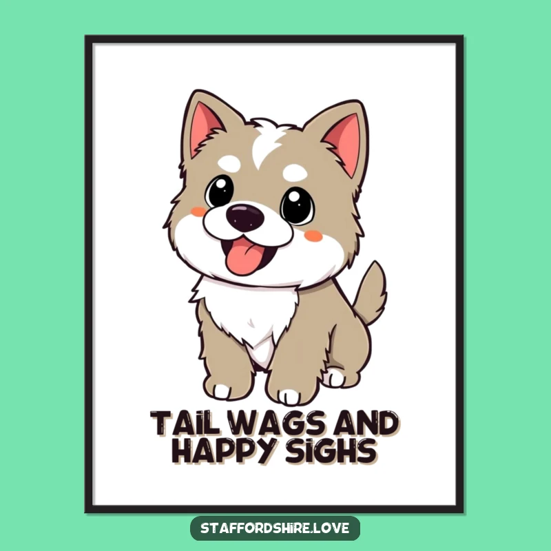 Free Printable Wall Art: Happy Panting Puppy Energy, Humorous Downloadable Decor Gift