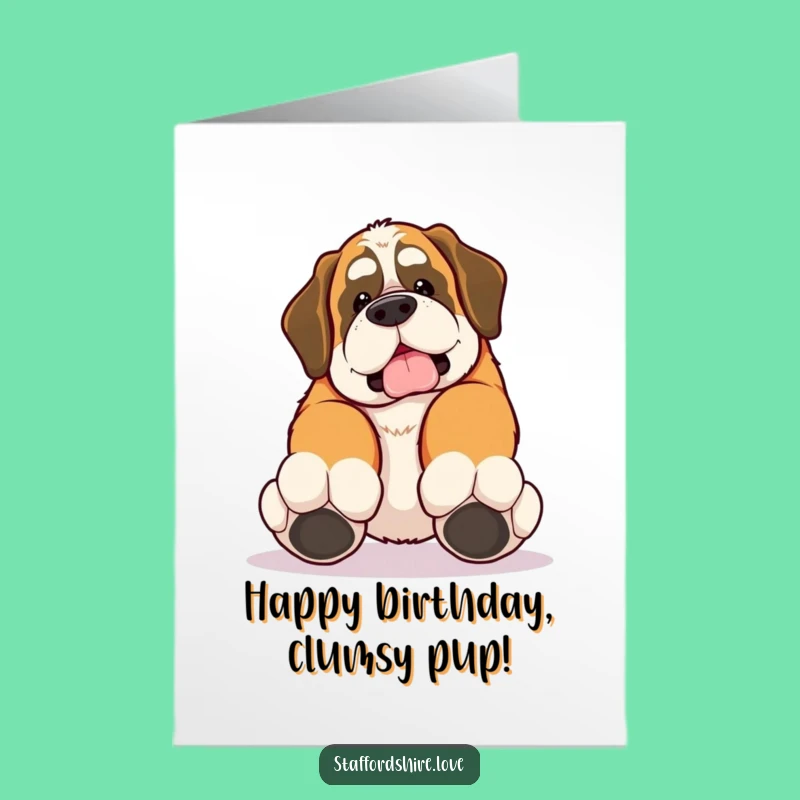Clumsy Free Printable Birthday Card: Tripping Dog Fun Gift
