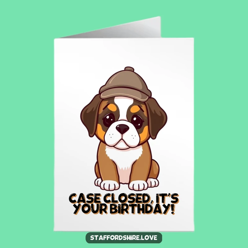 Free Printable Birthday Card: Detective Puppy Solves Fun - Funny Downloadable Gift