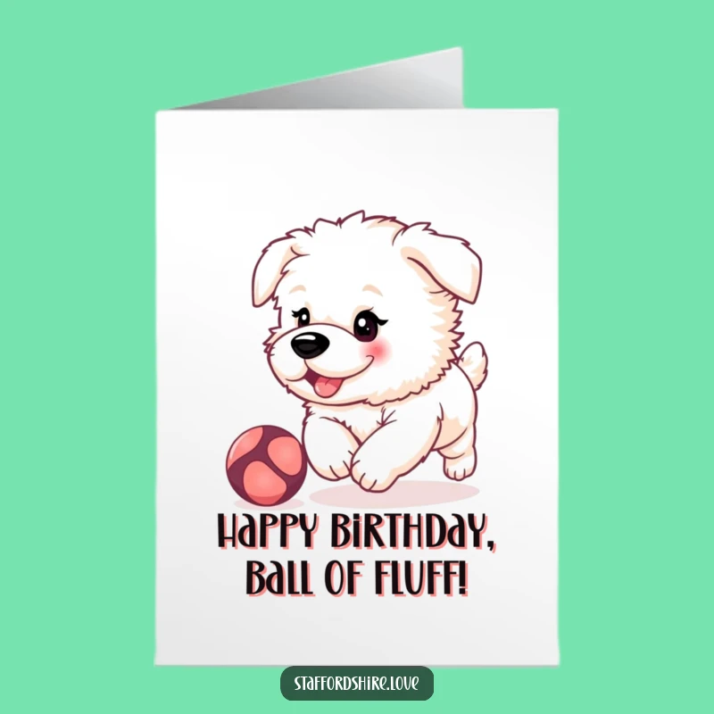 Free Printable Bday Card: Puppy Chasing Ball, Adorable Downloadable Gift