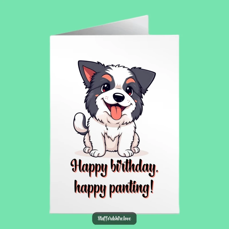 Free Printable Staffy Happy Birthday Card: Funny Wagging Dog Downloadable