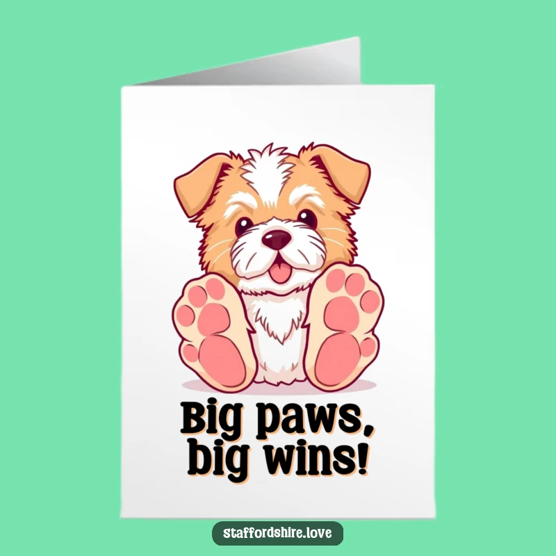 Free Printable Congrats Card: Playful Staffordshire Paws Win Downloadable Gift