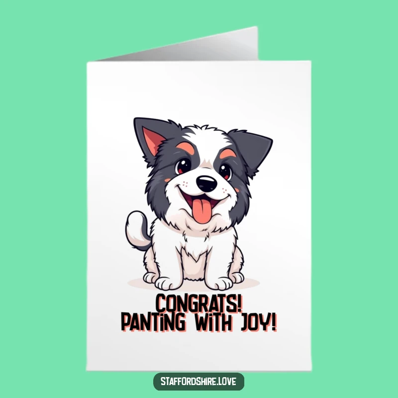 Free Printable Staffy Congrats Card: Funny Wagging Dog Downloadable Joy