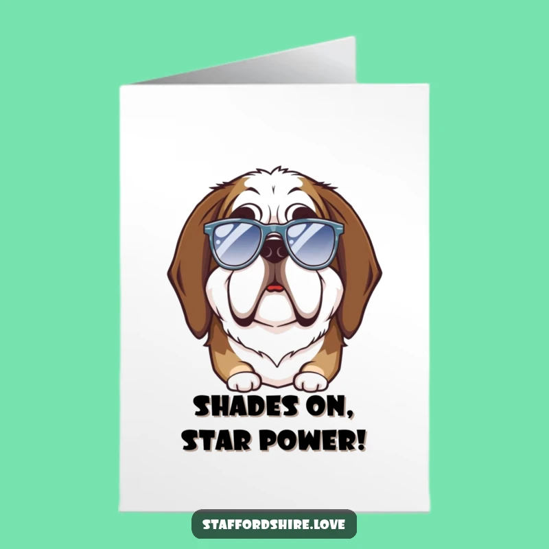 Free Printable Congrats Card: Goofy Saint Bernard Sunglasses - Funny Dog Downloadable