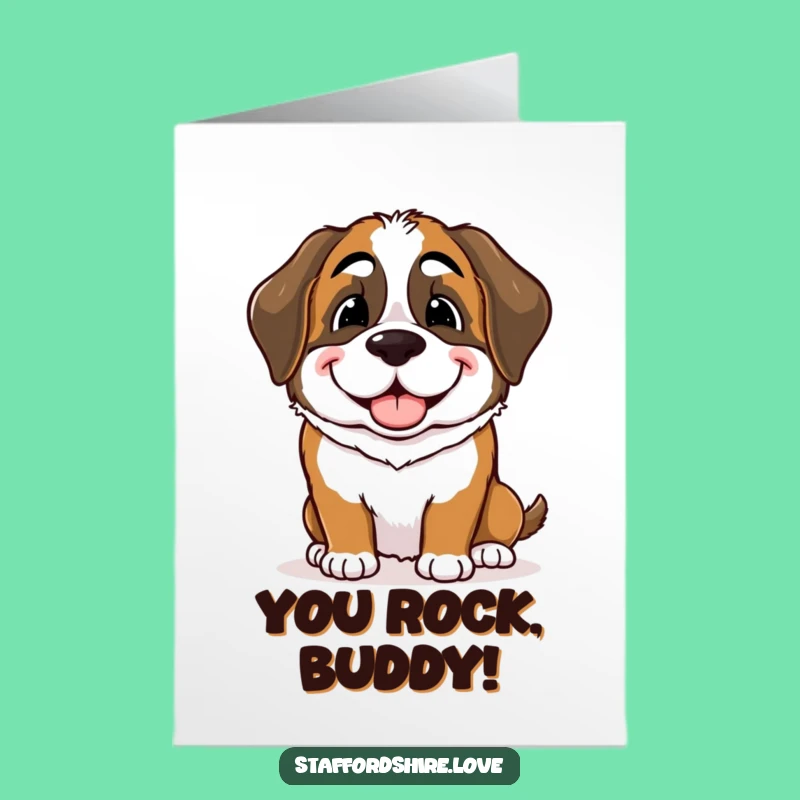 Free Printable Congrats Card: Playful Saint Bernard Nudge - Funny Dog Downloadable