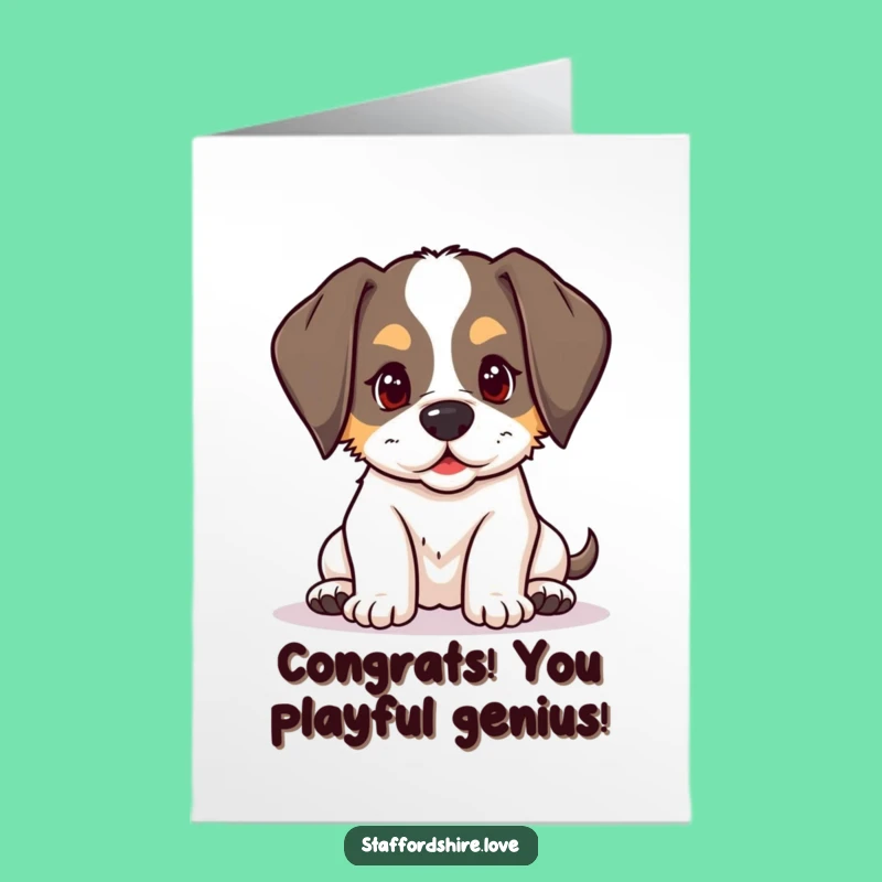 Free Printable Congrats Card: Puppy's Joyful Nudge, Humorous DIY Downloadable Gift