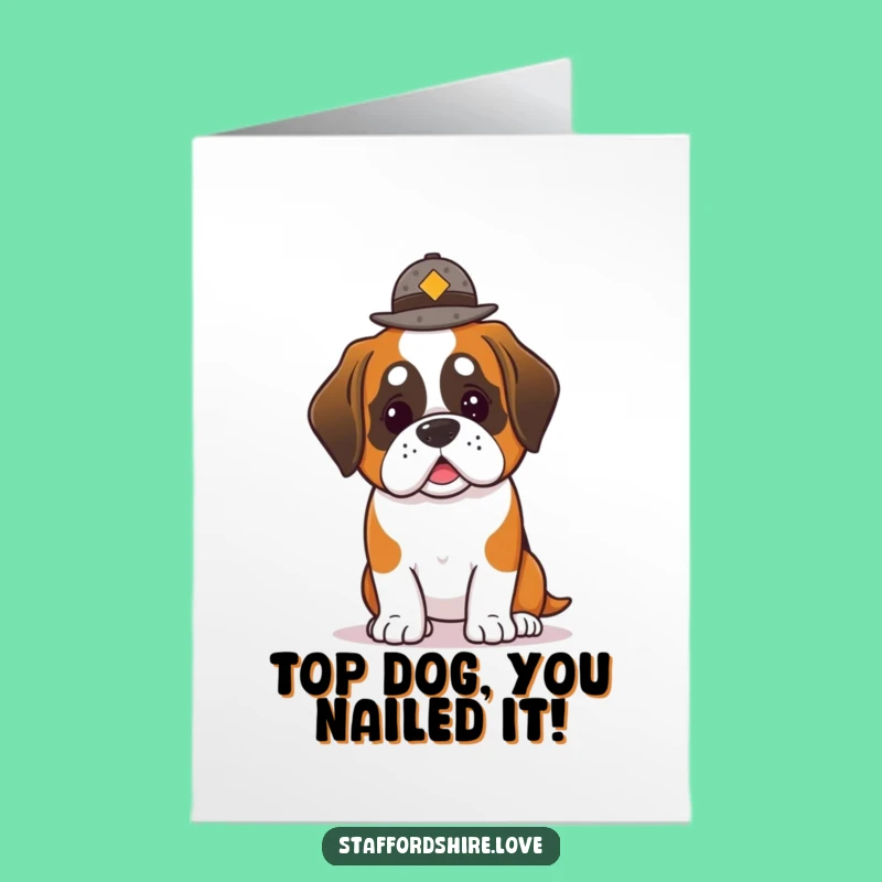 Free Printable Congrats Card: Saint Bernard's Hat Trick - Funny Downloadable