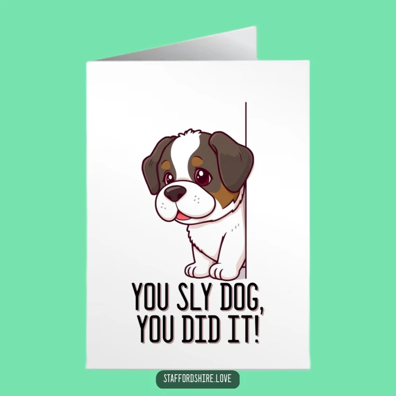 Free Printable Congrats Card: Saint Bernard's Mischievous Peek at Your Success
