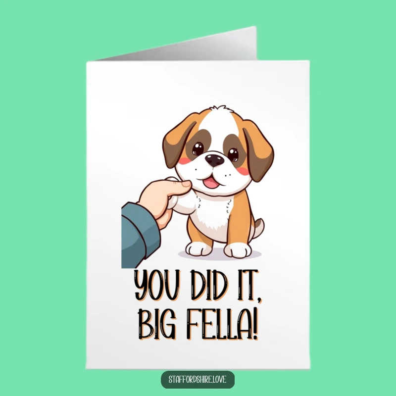 Free Printable Kawaii Saint Bernard Congrats Card: Funny Dog Nudge Downloadable Gift