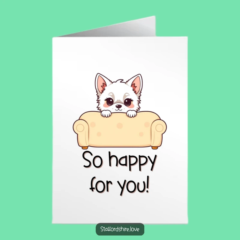 Free Printable Staffy Congrats Card: Couch Peek Downloadable Greeting for Big News