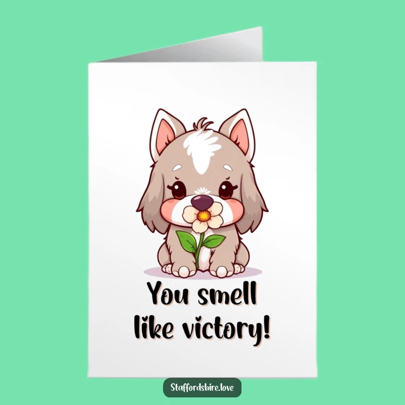 Free Printable Staffy Congrats Card: Flower Gift Downloadable Greeting for Joy