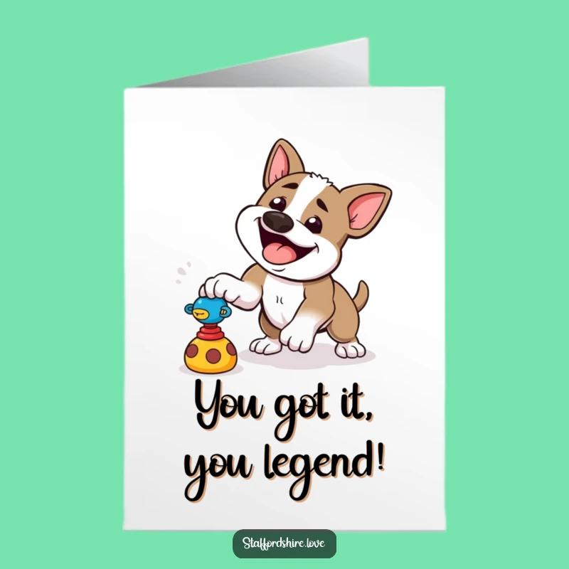 Free Printable Staffy Congrats Card: Playful Pounce Downloadable Gift