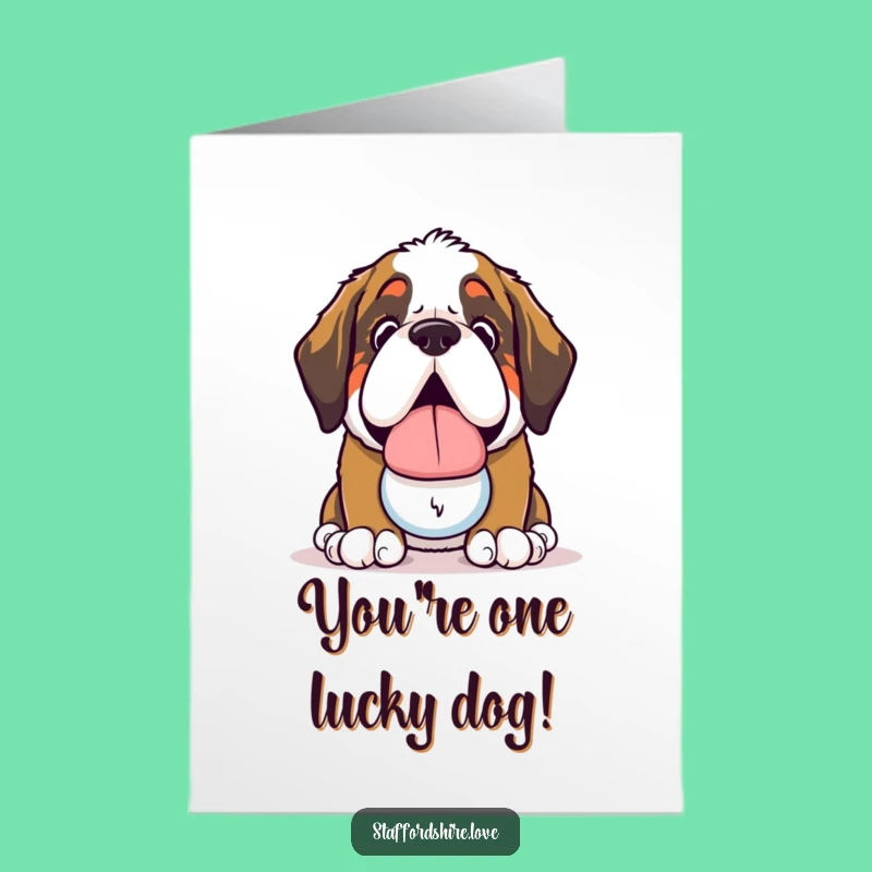 Free Printable Congrats Card: Saint Bernard's Joyful Toy - Funny Downloadable