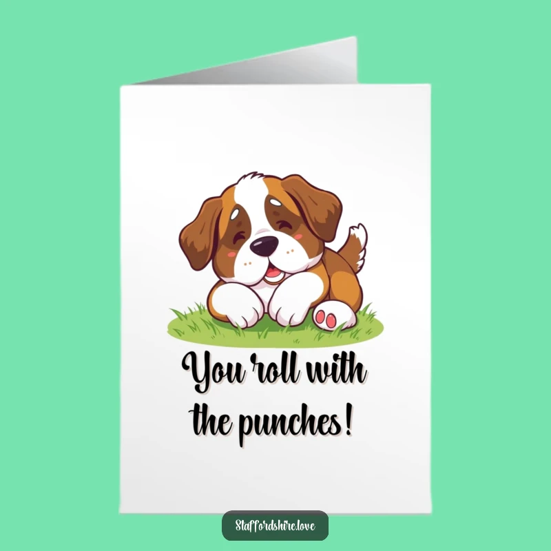 Free Printable Congrats Card: Kawaii Saint Bernard's Tumble - Funny Downloadable