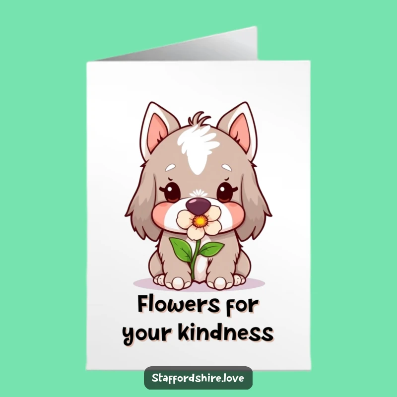 Free Printable Staffy Thank You Card: Flower Gift Downloadable Greeting for Love
