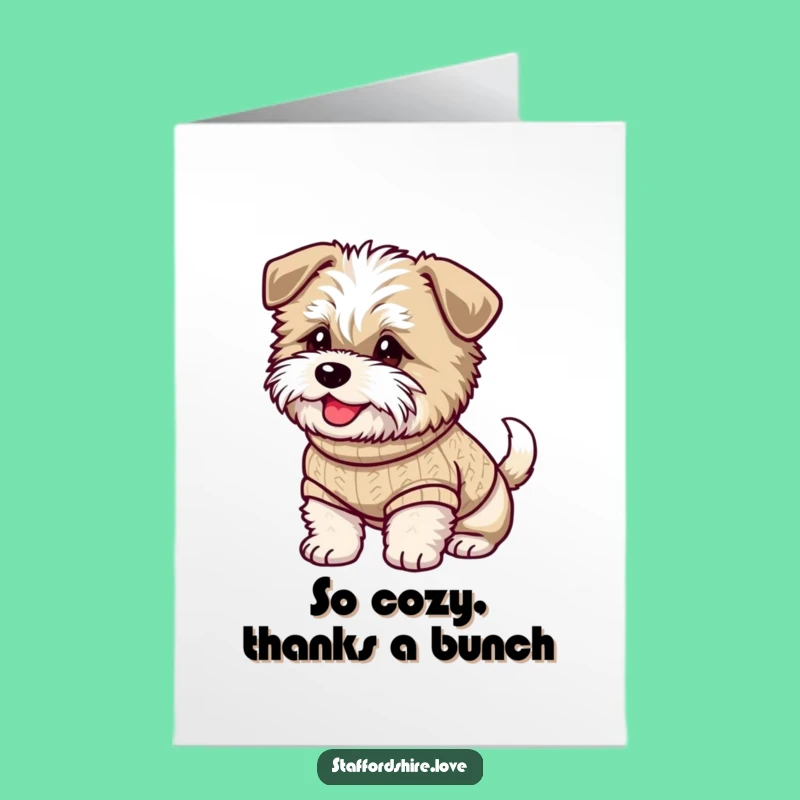 Free Printable Staffy Thank You Card: Cozy Sweater Downloadable Gift