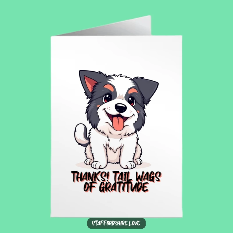 Free Printable Staffy Thank You Card: Funny Wagging Dog Gift