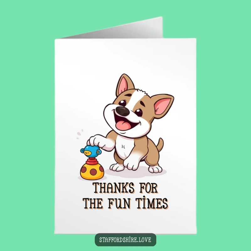 Free Printable Staffy Thank You Card: Playful Pounce Downloadable Gift